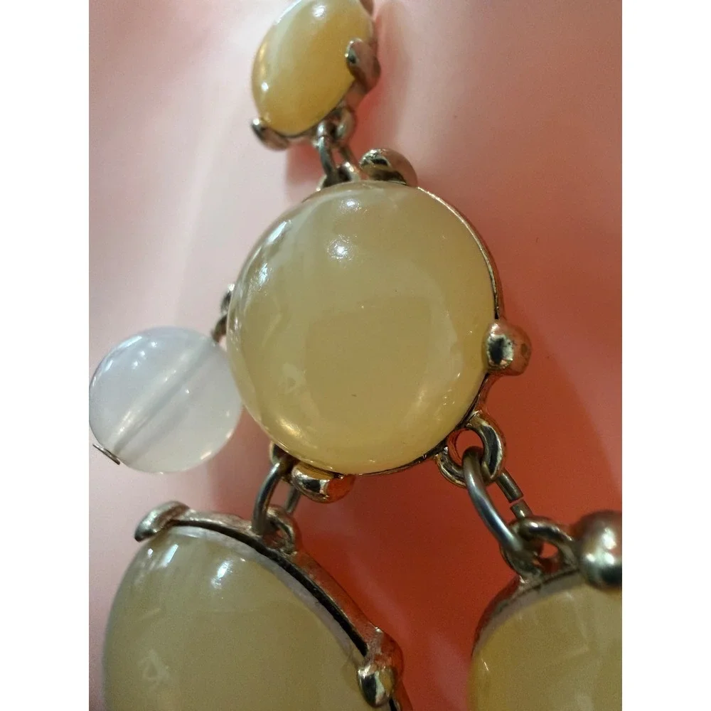 Yellow Resin Bib Statement Necklace Brushed Gold Tone Contemporary Jewelry